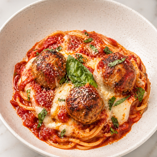 Pasta Bucatini with Meatballs