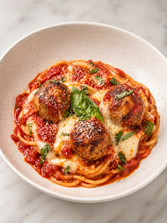Pasta Bucatini with Meatballs.